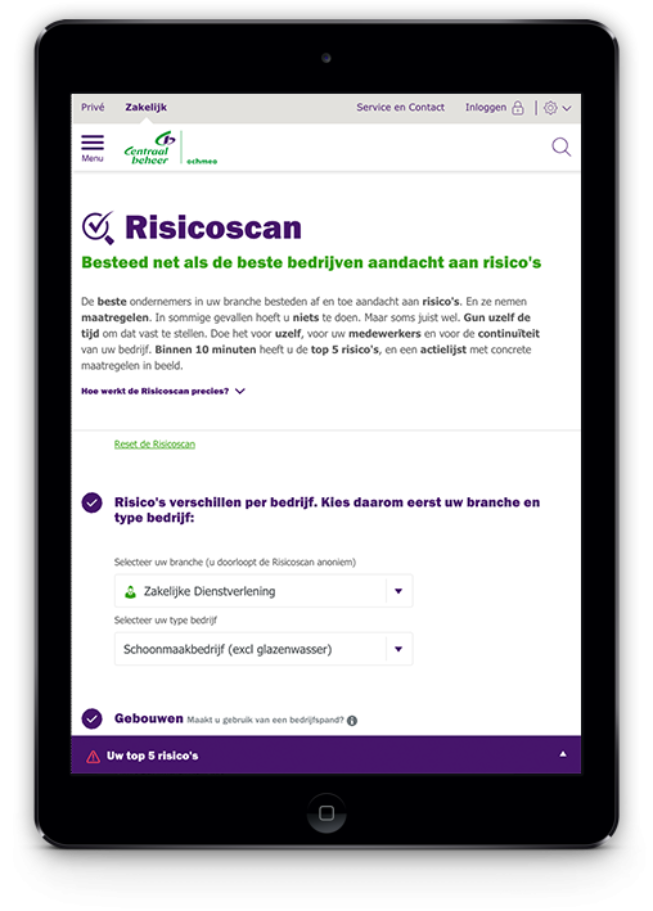 Centraal Beheer - Risico Scan back